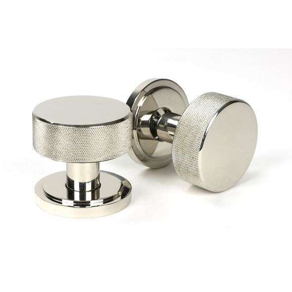 46783  63mm  Polished Nickel  From The Anvil Brompton Mortice Knobs On Art Deco Roses
