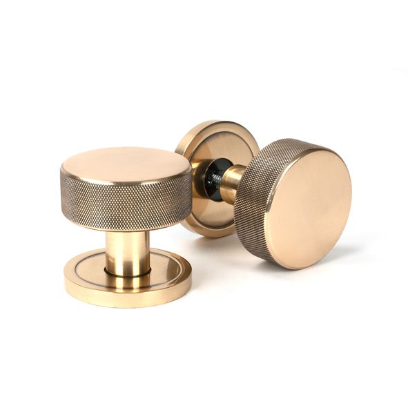 46790  63mm  Polished Bronze  From The Anvil Brompton Mortice Knobs On Plain Roses