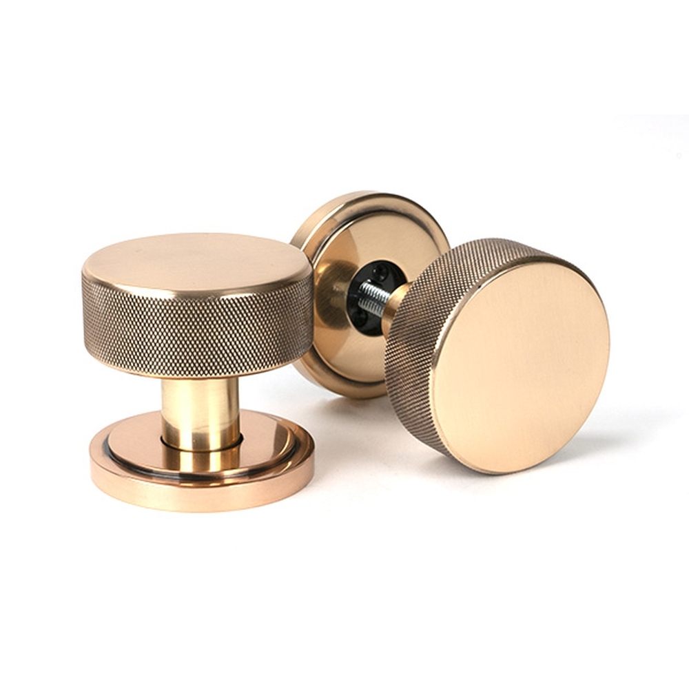 46791 • 63mm • Polished Bronze • From The Anvil Brompton Mortice Knobs On Art Deco Roses