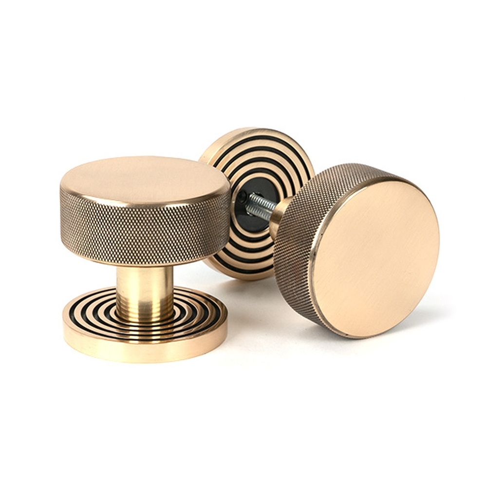 46792 • 63mm • Polished Bronze • From The Anvil Brompton Mortice Knobs On Beehive Roses