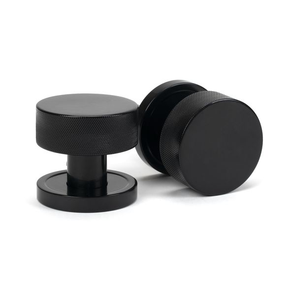 46794  63mm  Black  From The Anvil Brompton Mortice Knobs On Plain Roses