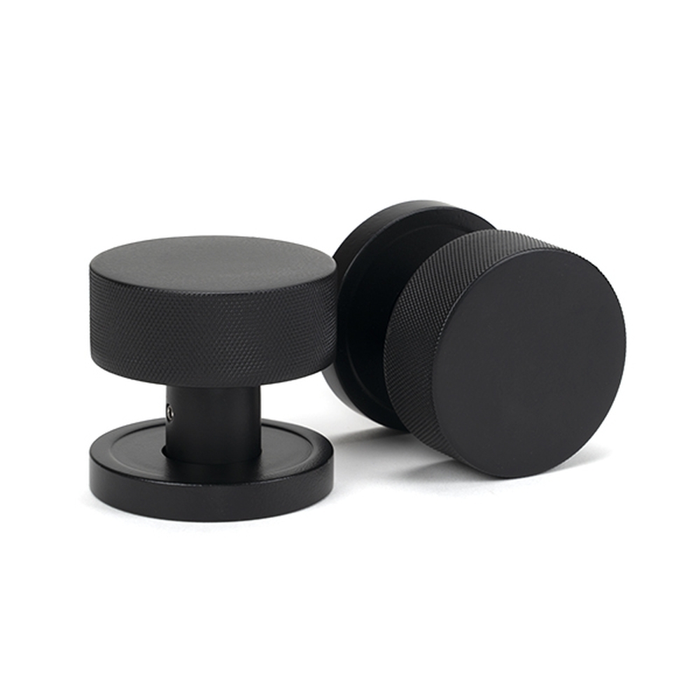 46798 • 63mm • Matt Black • From The Anvil Brompton Mortice Knobs On Plain Roses