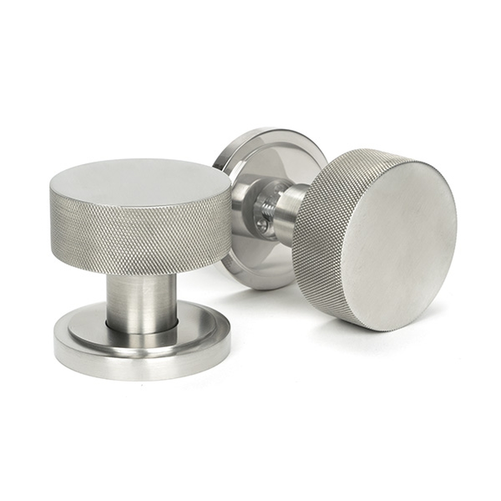 46811 • 63mm • Satin Stainless [316] • From The Anvil Brompton Mortice Knob On Art Deco Roses