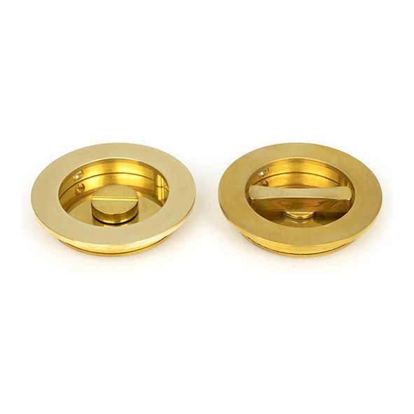 47172  75 mm  Polished Brass  From The Anvil Plain Round Pull - Privacy Set