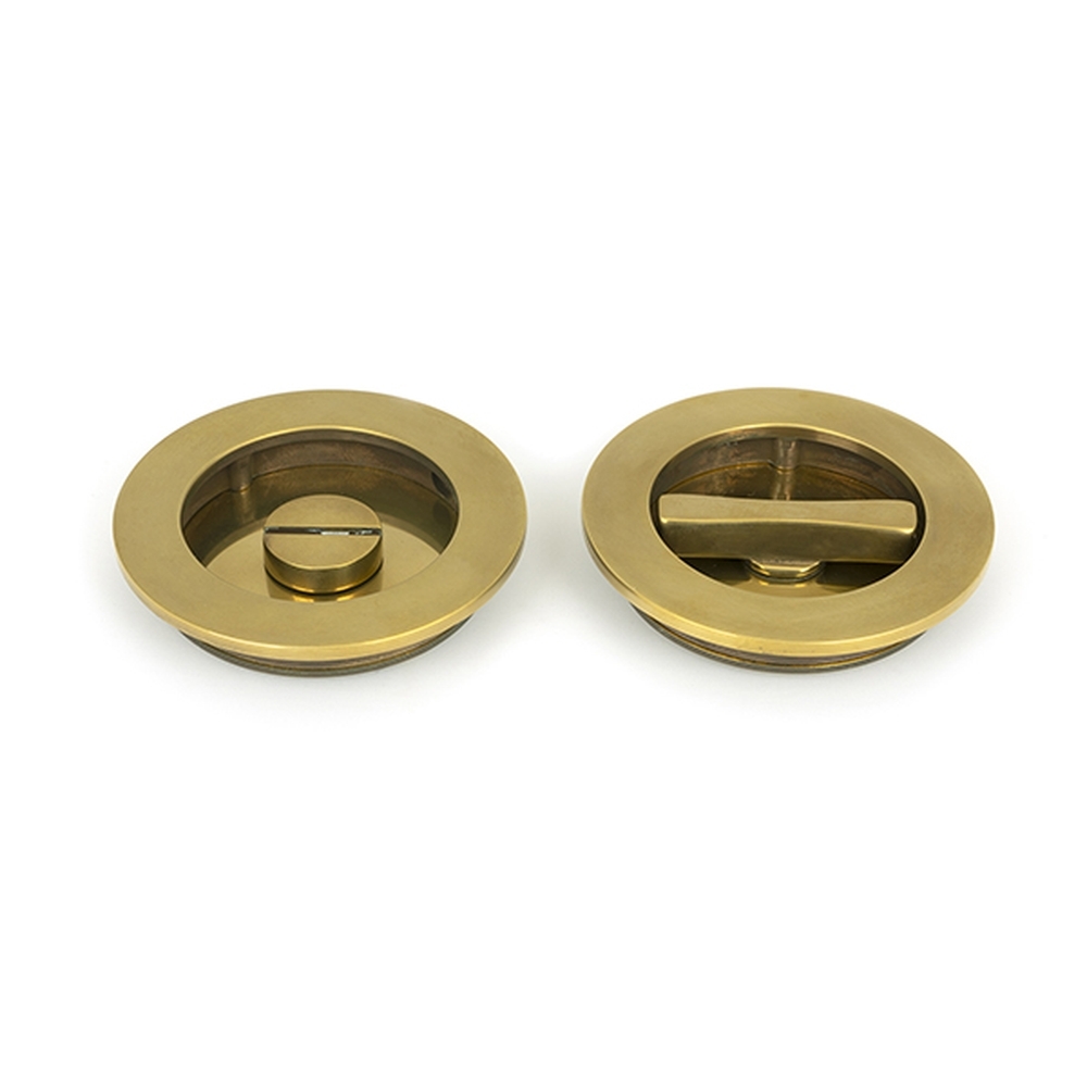 48331  75 mm  Aged Brass  From The Anvil Plain Round Pull - Privacy Set