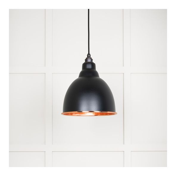 49500EB  260mm  Hammered Copper & Elan Black  From The Anvil Brindley Pendant