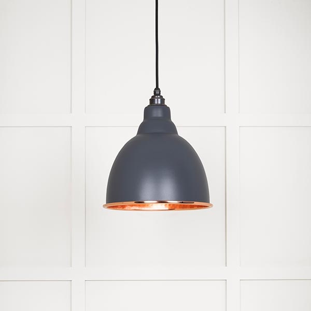 49500SL • 260mm • Hammered Copper & Slate • From The Anvil Brindley Pendant