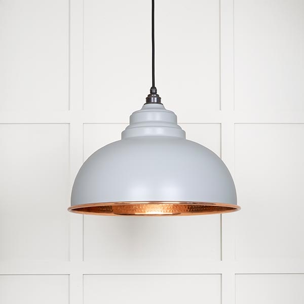 49501BI • 400mm • Hammered Copper & Birch • From The Anvil Harborne Pendant