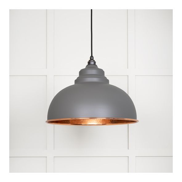 49501BL • 400mm • Hammered Copper & Bluff • From The Anvil Harborne Pendant
