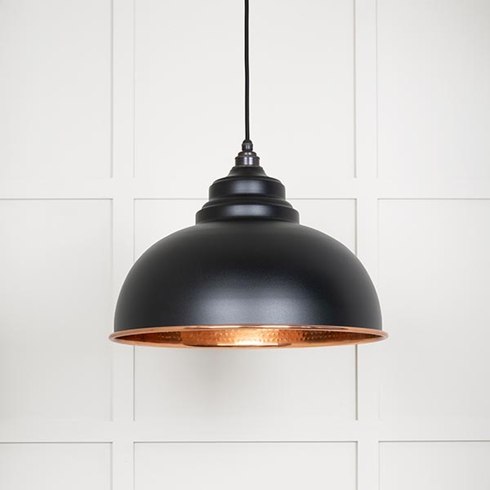 49501EB • 400mm • Hammered Copper & Elan Black • From The Anvil Harborne Pendant