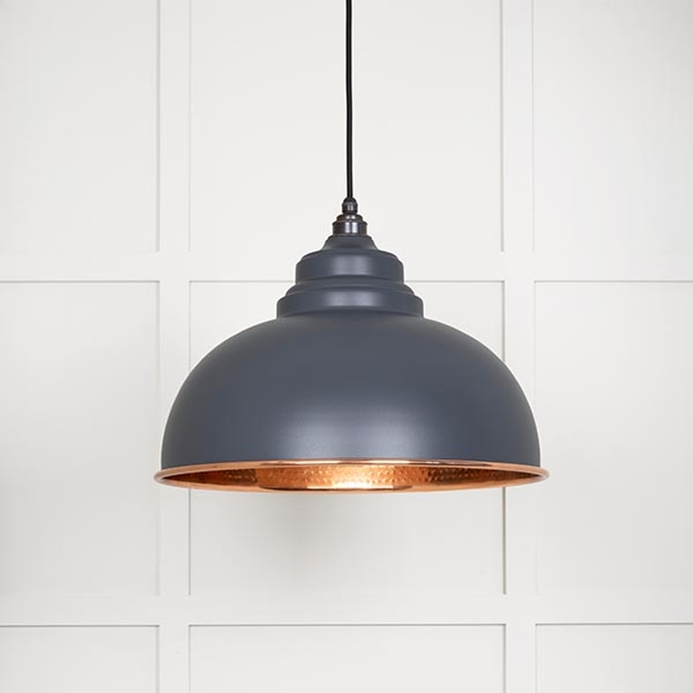 49501SL • 400mm • Hammered Copper & Slate • From The Anvil Harborne Pendant