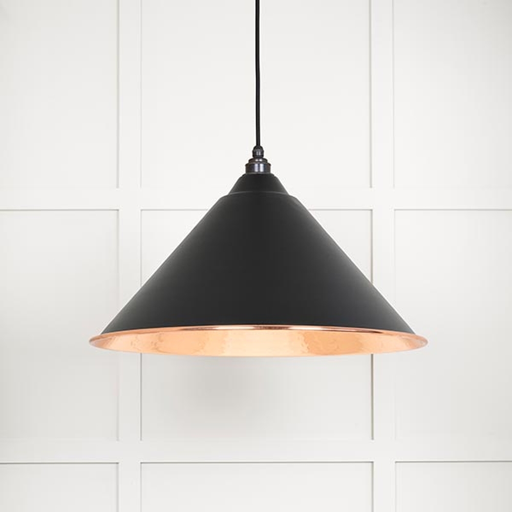 49503EB • 510mm • Hammered Copper & Elan Black • From The Anvil Hockley Pendant