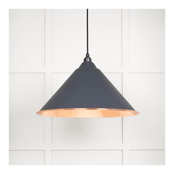 49503SL  510mm  Hammered Copper & Slate  From The Anvil Hockley Pendant