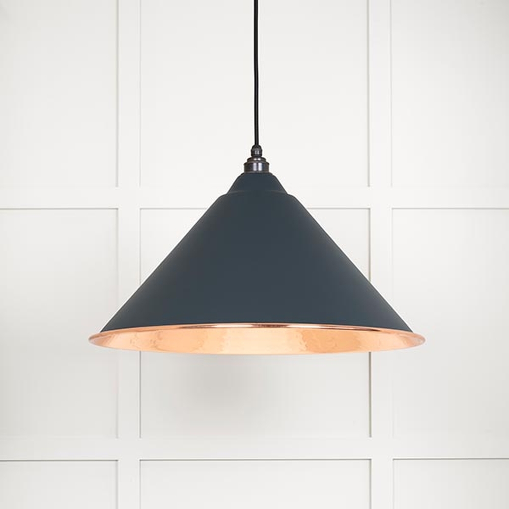 49503SO • 510mm • Hammered Copper & Soot • From The Anvil Hockley Pendant