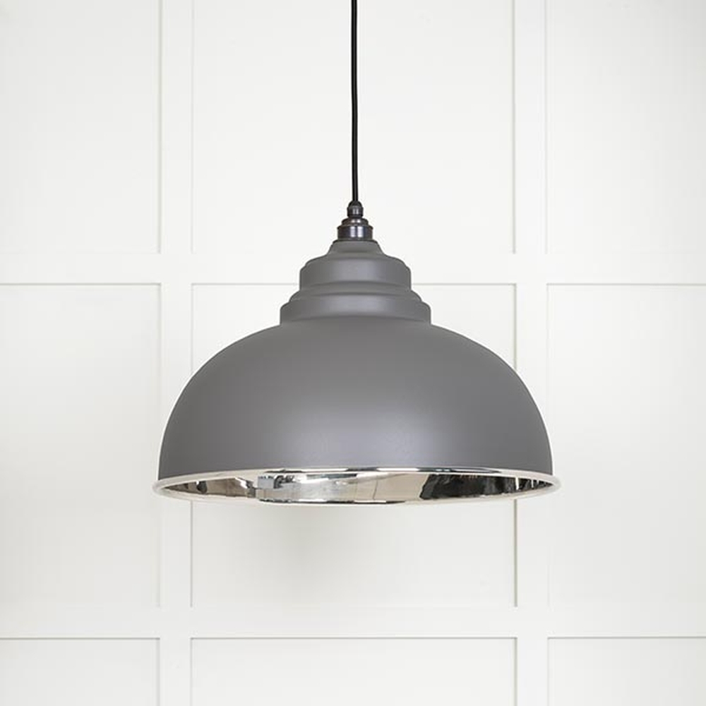 49505BL • 400mm • Smooth Nickel & Bluff • From The Anvil Harborne Pendant