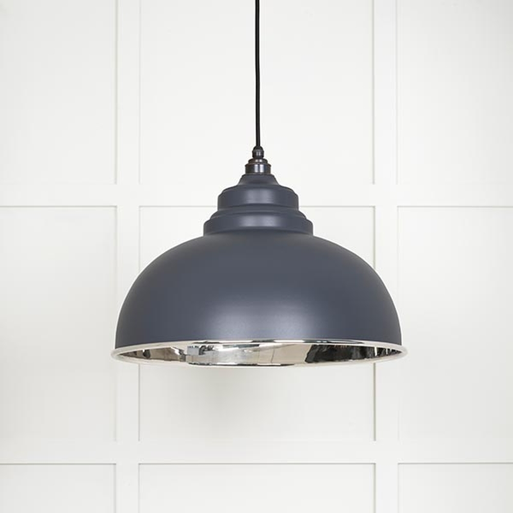 49505SL • 400mm • Smooth Nickel & Slate • From The Anvil Harborne Pendant