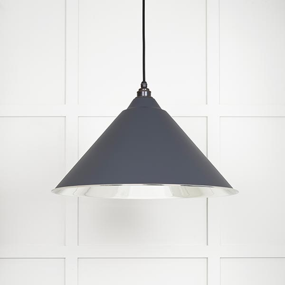 49506SL • 510mm • Smooth Nickel & Slate • From The Anvil Hockley Pendant