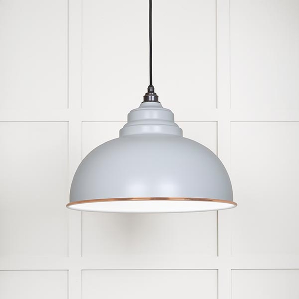 49508BI • 400mm • White Gloss & Birch • From The Anvil Harborne Pendant