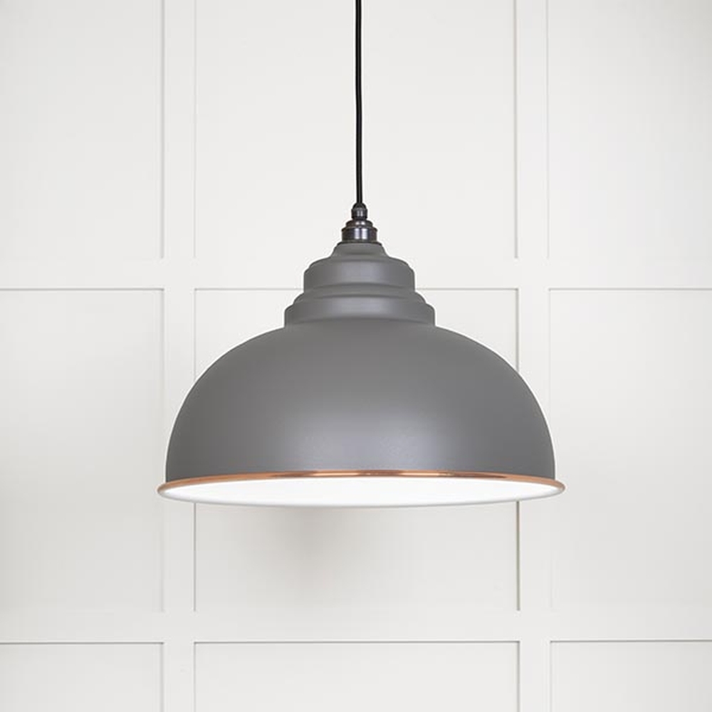 49508BL • 400mm • White Gloss & Bluff • From The Anvil Harborne Pendant