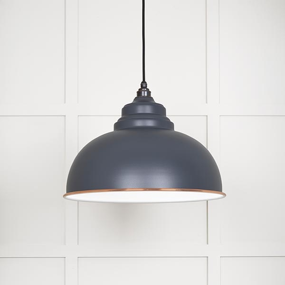 49508SL • 400mm • White Gloss & Slate • From The Anvil Harborne Pendant