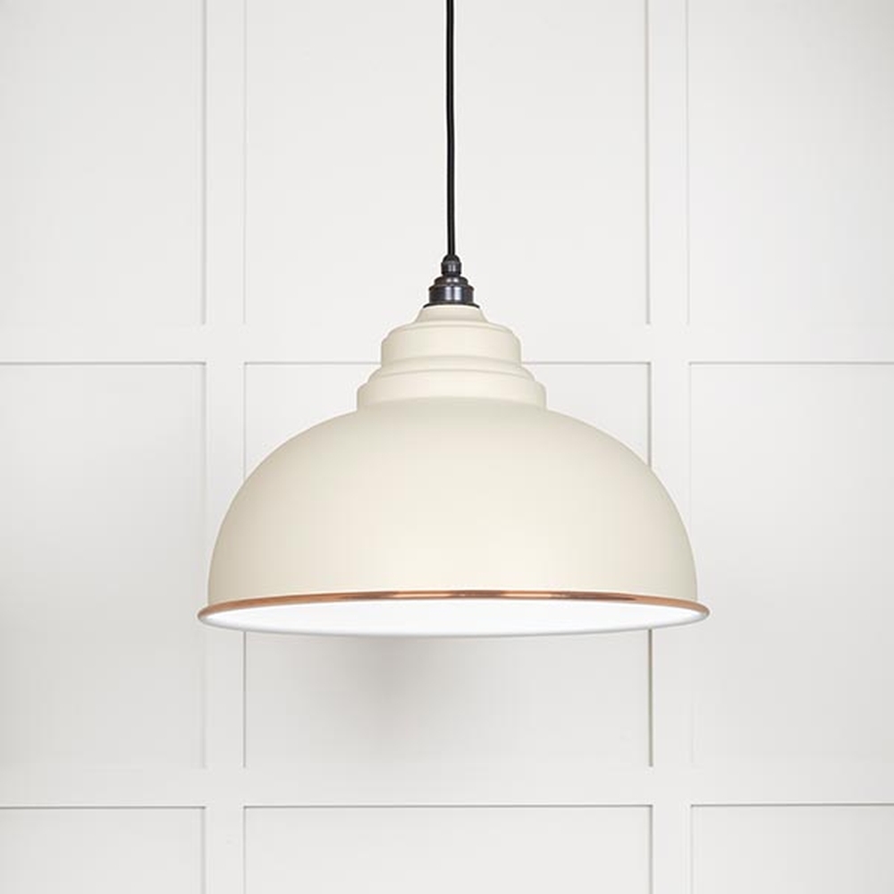 49508TE • 400mm • White Gloss & Teasel • From The Anvil Harborne Pendant