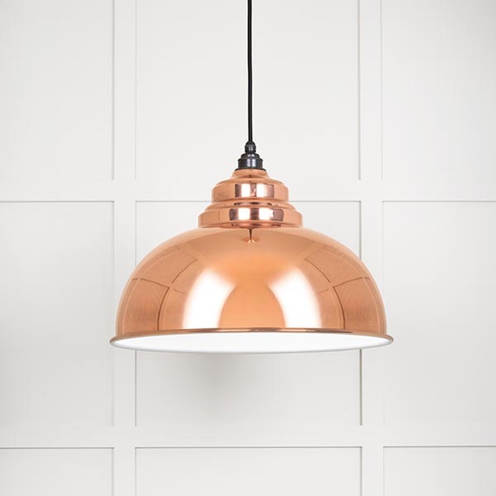 49508 • 400mm • White Gloss & Copper • From The Anvil Harborne Pendant