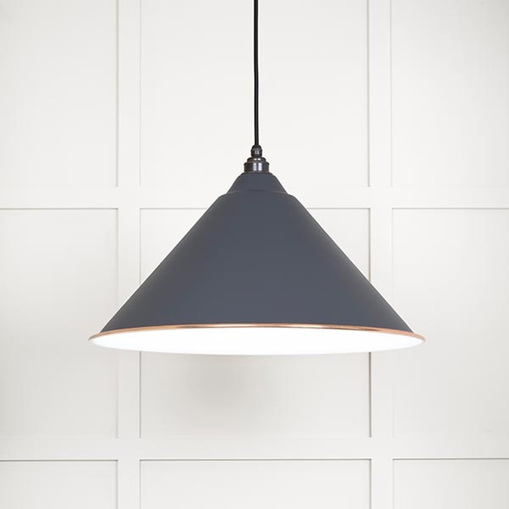 49510SL • 510mm • White Gloss & Slate • From The Anvil Hockley Pendant