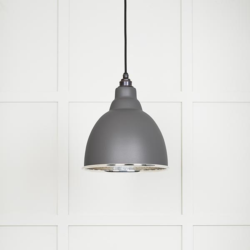 49511BL • 260mm • Hammered Nickel & Bluff • From The Anvil Brindley Pendant