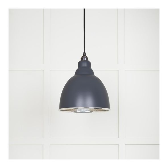 49511SL  260mm  Hammered Nickel & Slate  From The Anvil Brindley Pendant