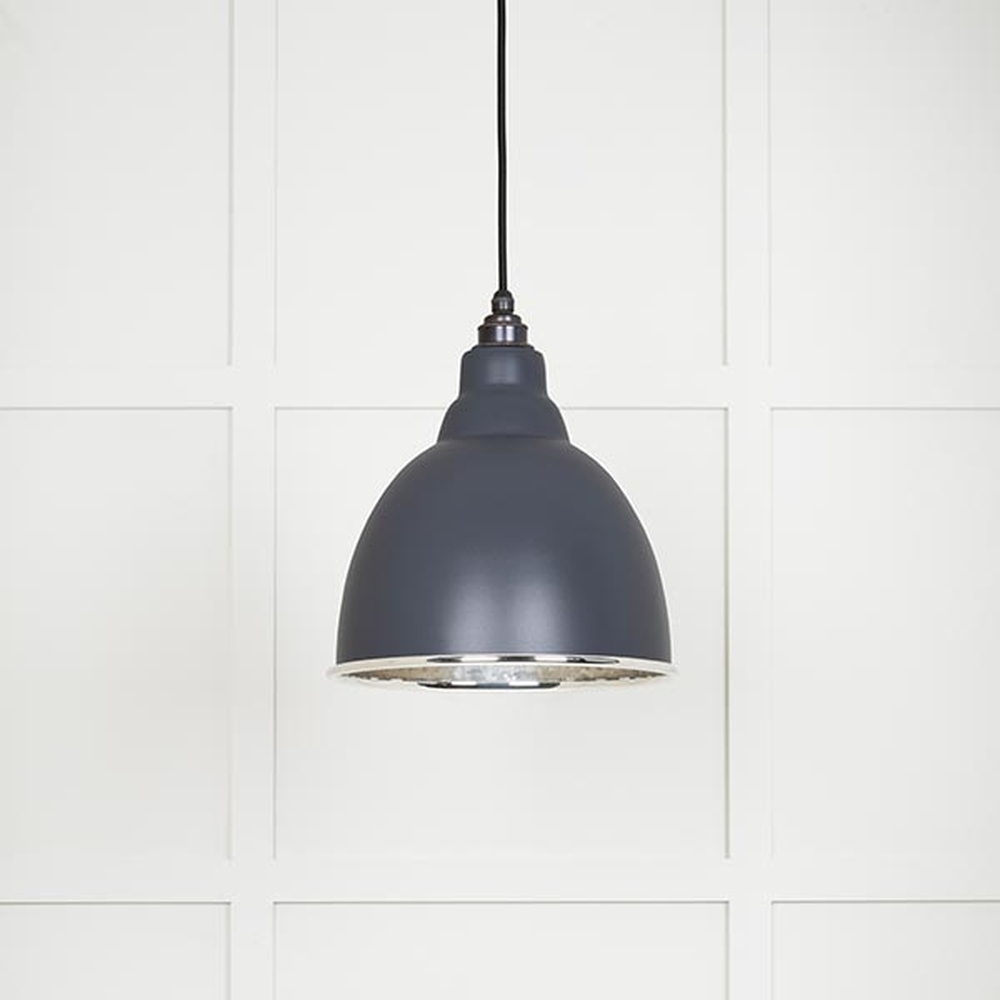 49511SL • 260mm • Hammered Nickel & Slate • From The Anvil Brindley Pendant