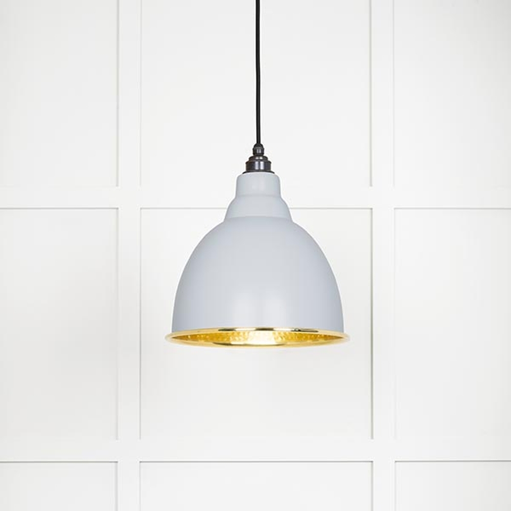 49517BI • 260mm • Hammered Brass & Birch • From The Anvil Brindley Pendant