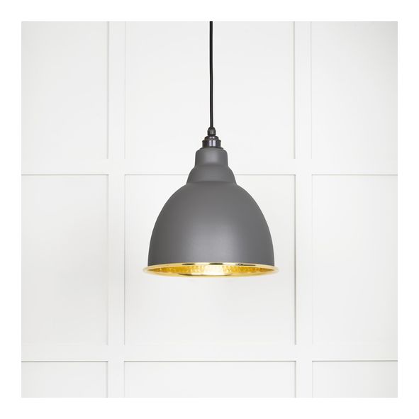 49517BL  260mm  Hammered Brass & Bluff  From The Anvil Brindley Pendant