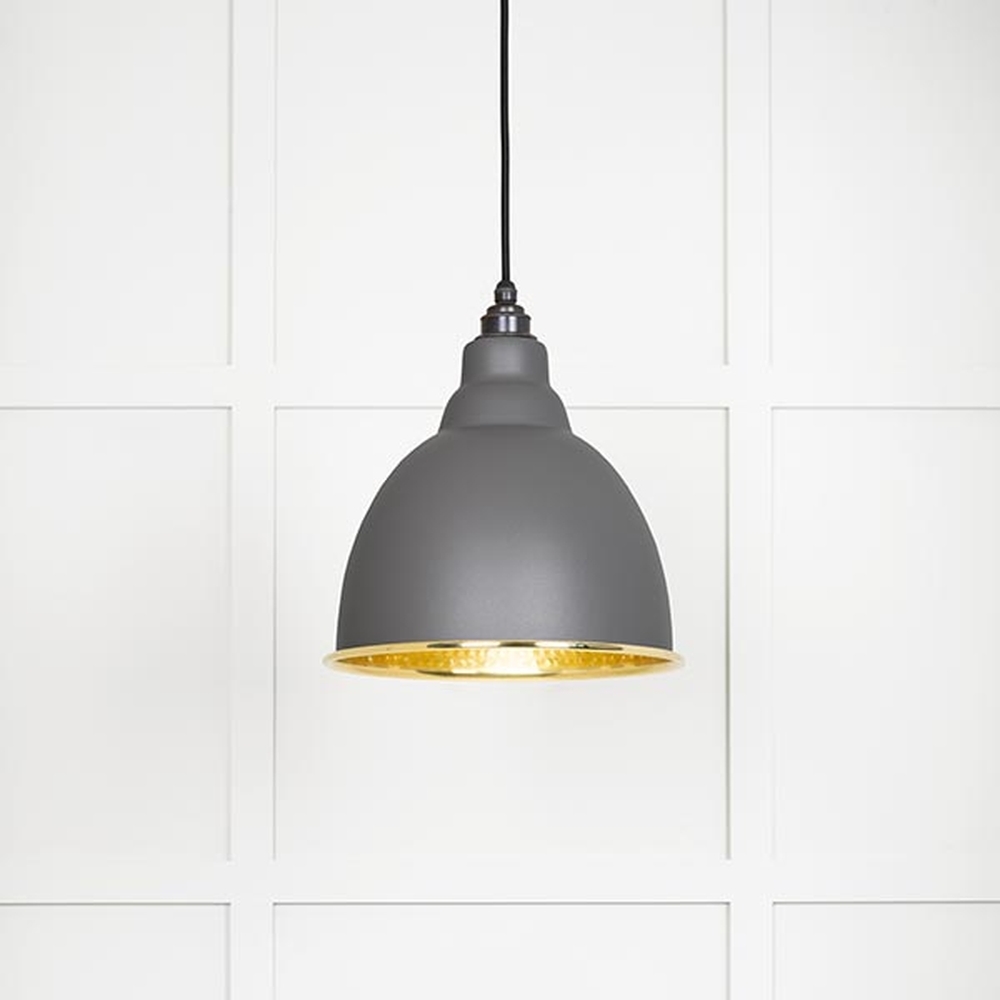 49517BL • 260mm • Hammered Brass & Bluff • From The Anvil Brindley Pendant