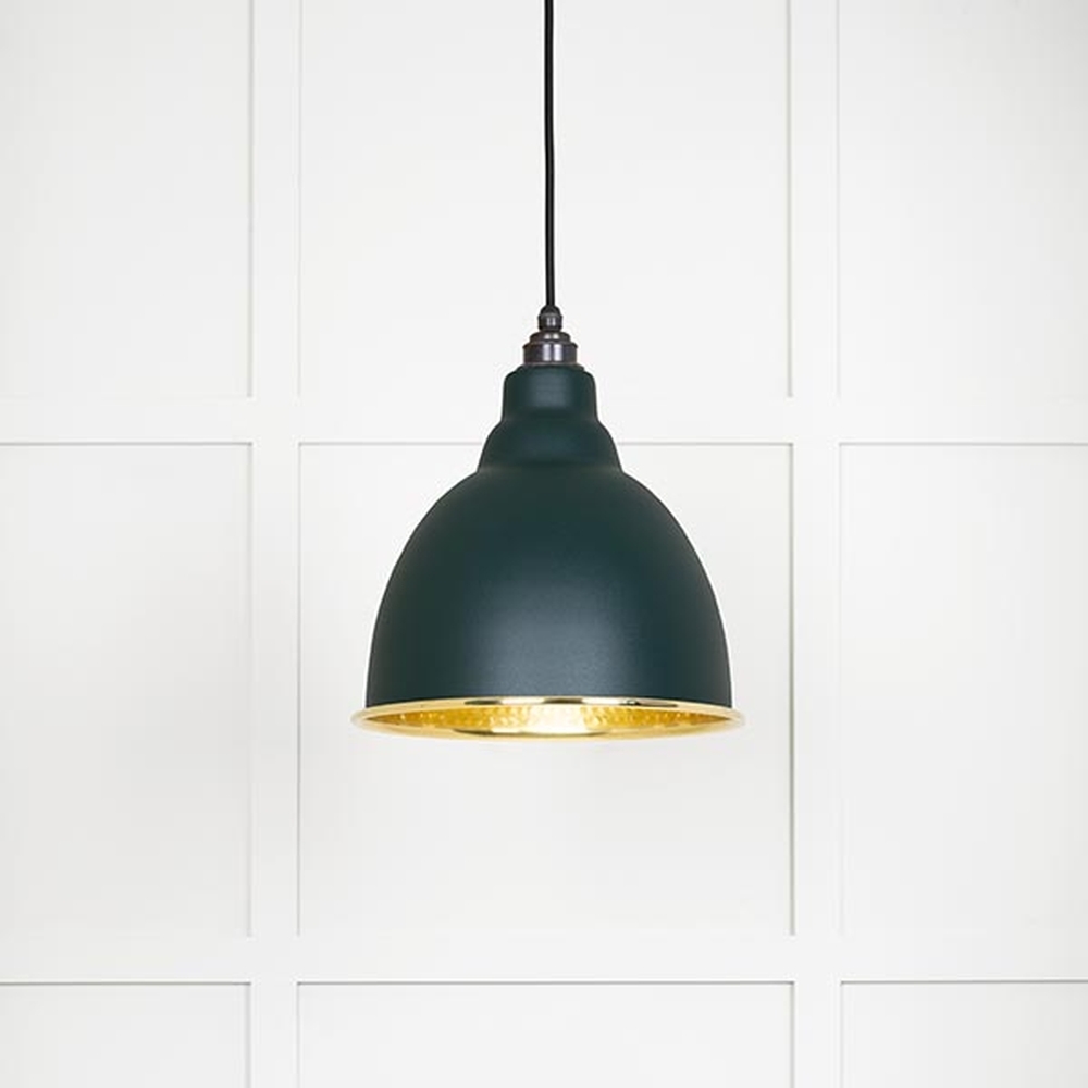 49517DI • 260mm • Hammered Brass & Dingle • From The Anvil Brindley Pendant