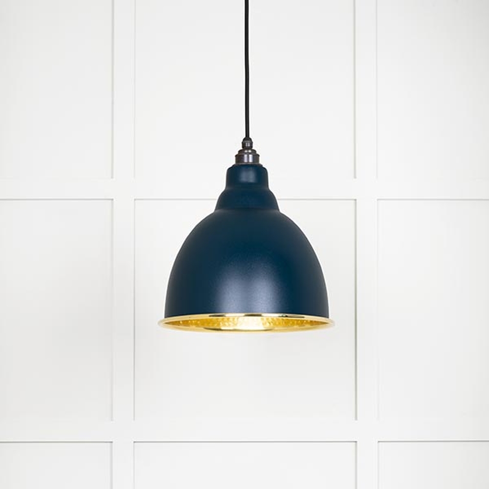 49517DU • 260mm • Hammered Brass & Dusk • From The Anvil Brindley Pendant