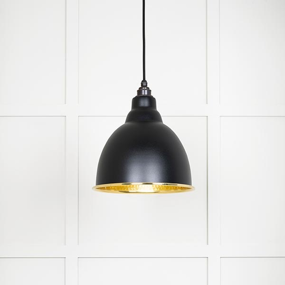 49517EB • 260mm • Hammered Brass & Elan Black • From The Anvil Brindley Pendant