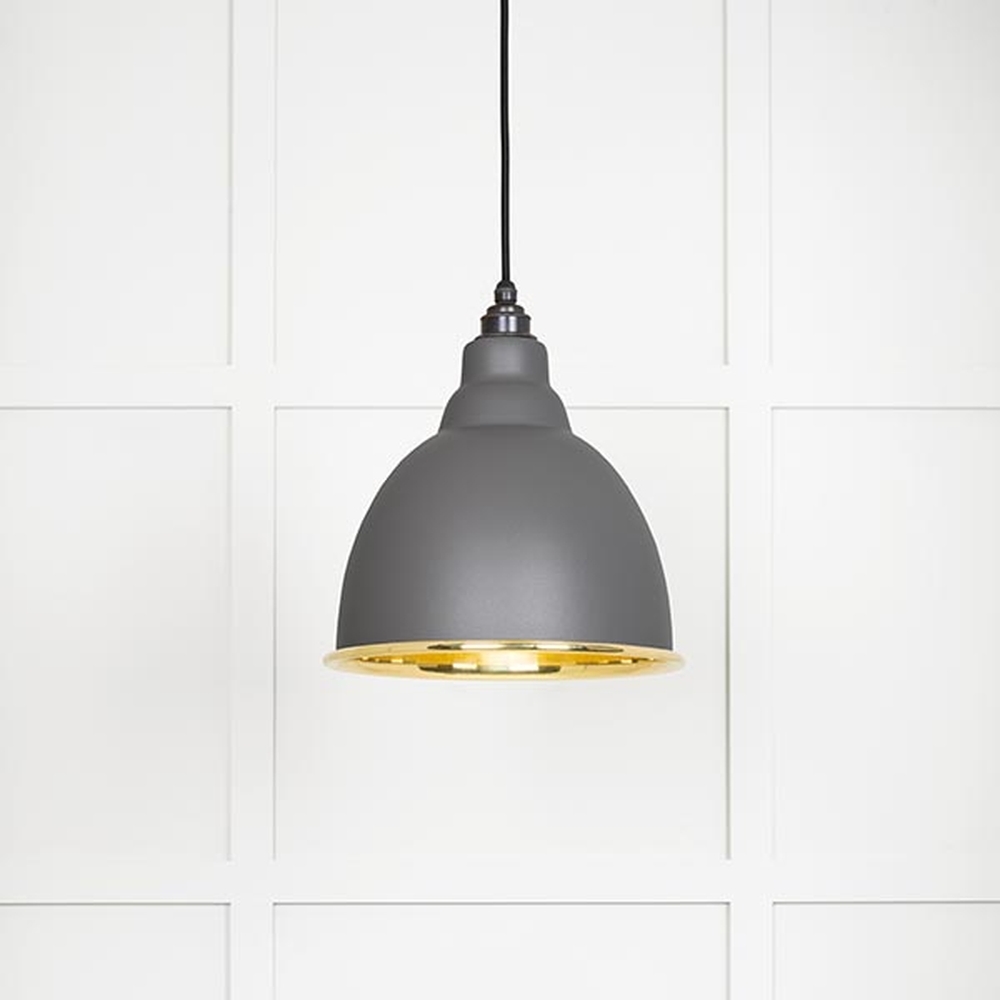 49518BL • 260mm • Smooth Brass & Bluff • From The Anvil Brindley Pendant