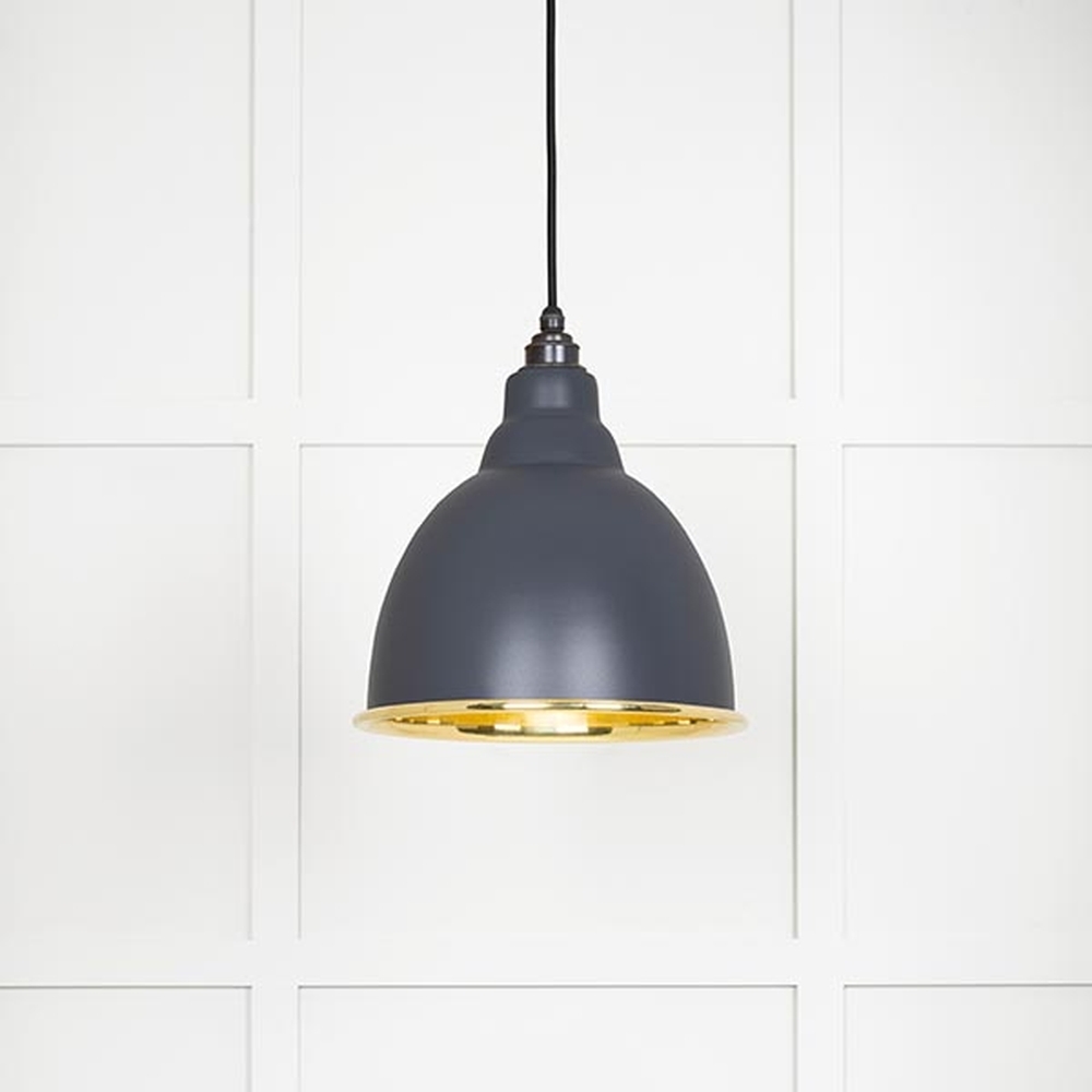 49518SL • 260mm • Smooth Brass & Slate • From The Anvil Brindley Pendant