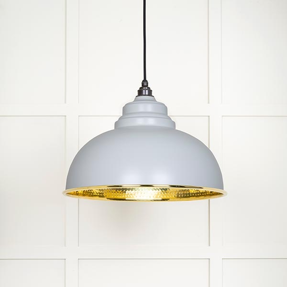 49521BI • 400mm • Hammered Brass & Birch • From The Anvil Harborne Pendant