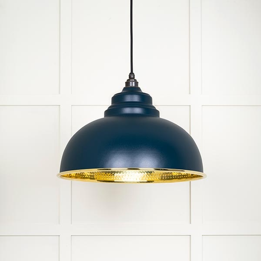 49521DU • 400mm • Hammered Brass & Dusk • From The Anvil Harborne Pendant