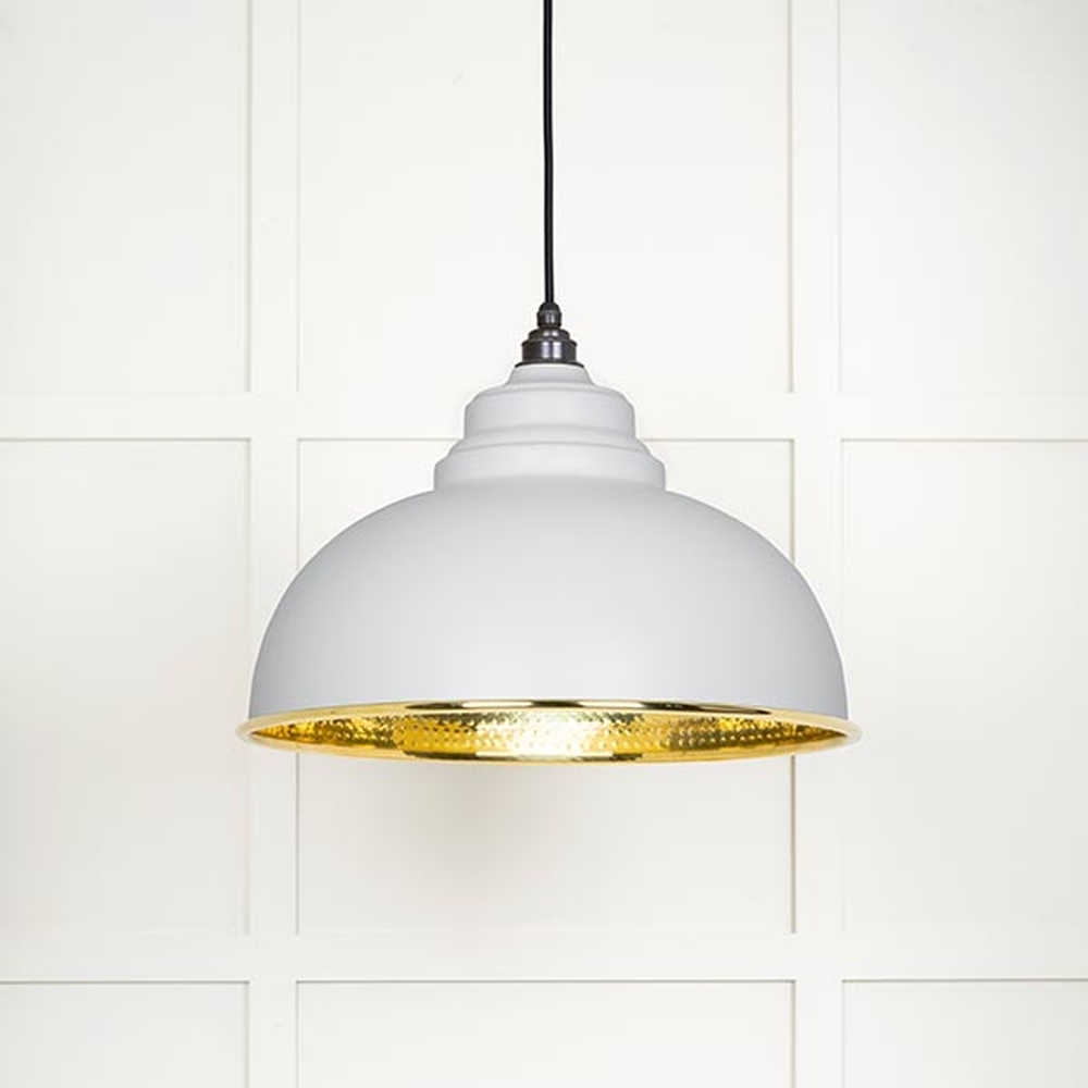 49521F • 400mm • Hammered Brass & Flock • From The Anvil Harborne Pendant