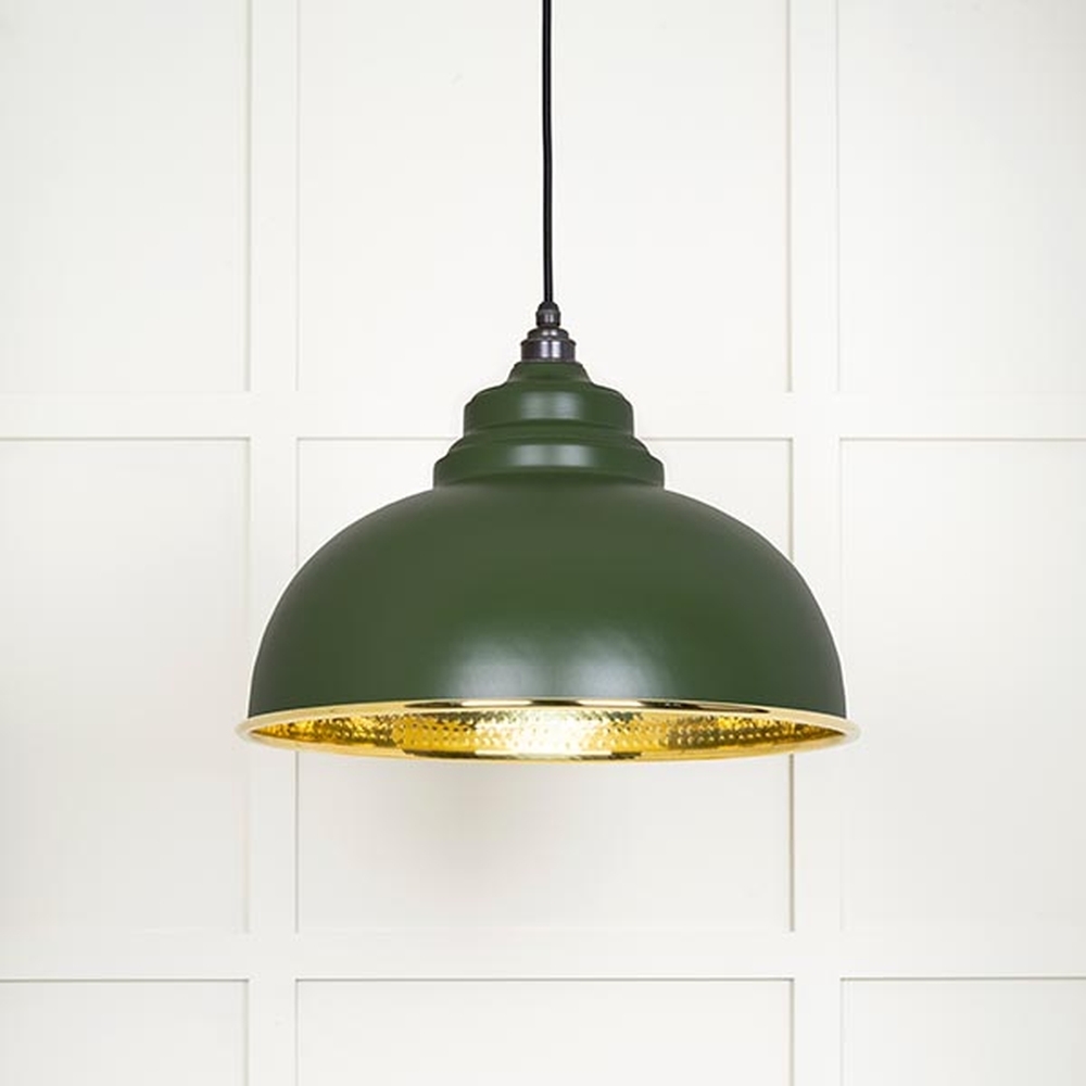 49521H • 400mm • Hammered Brass & Heath • From The Anvil Harborne Pendant