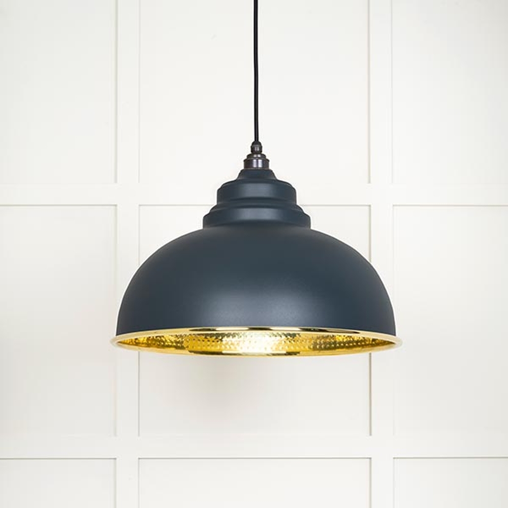 49521SO • 400mm • Hammered Brass & Soot • From The Anvil Harborne Pendant