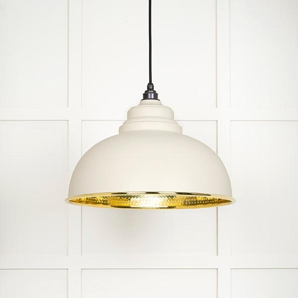 49521TE • 400mm • Hammered Brass & Teasel • From The Anvil Harborne Pendant