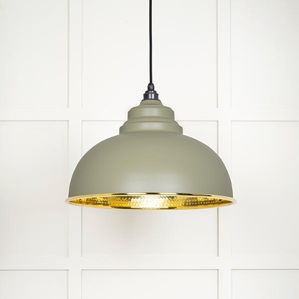 49521TU • 400mm • Hammered Brass & Tump • From The Anvil Harborne Pendant