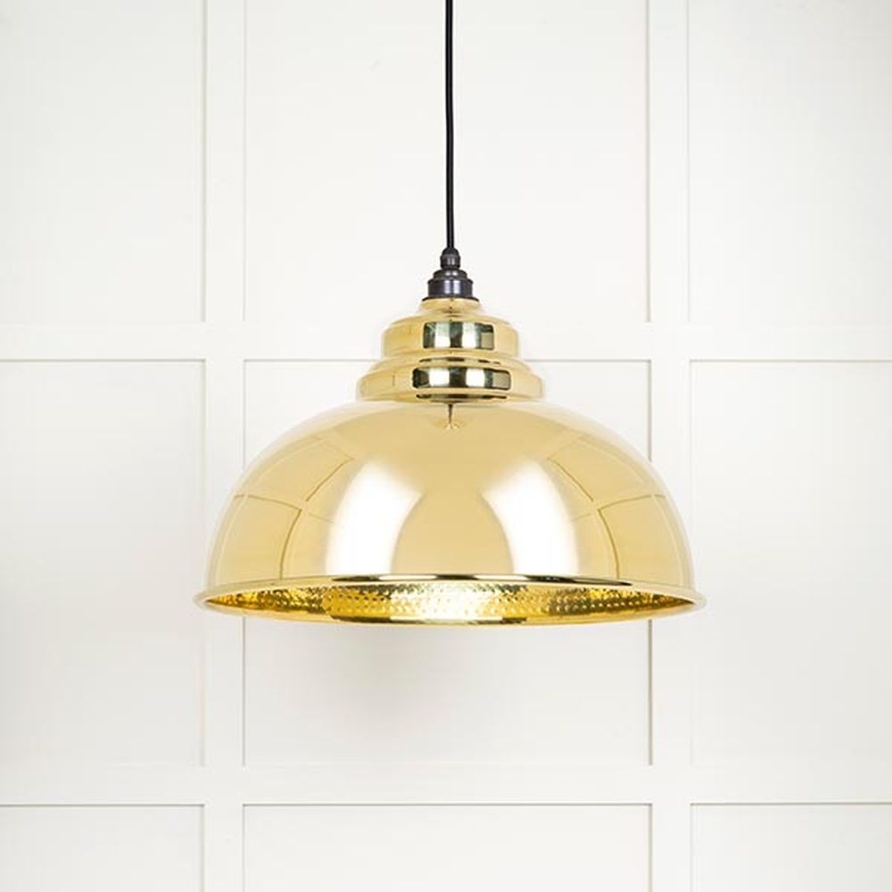 49521 • 400mm • Hammered Brass • From The Anvil Harborne Pendant