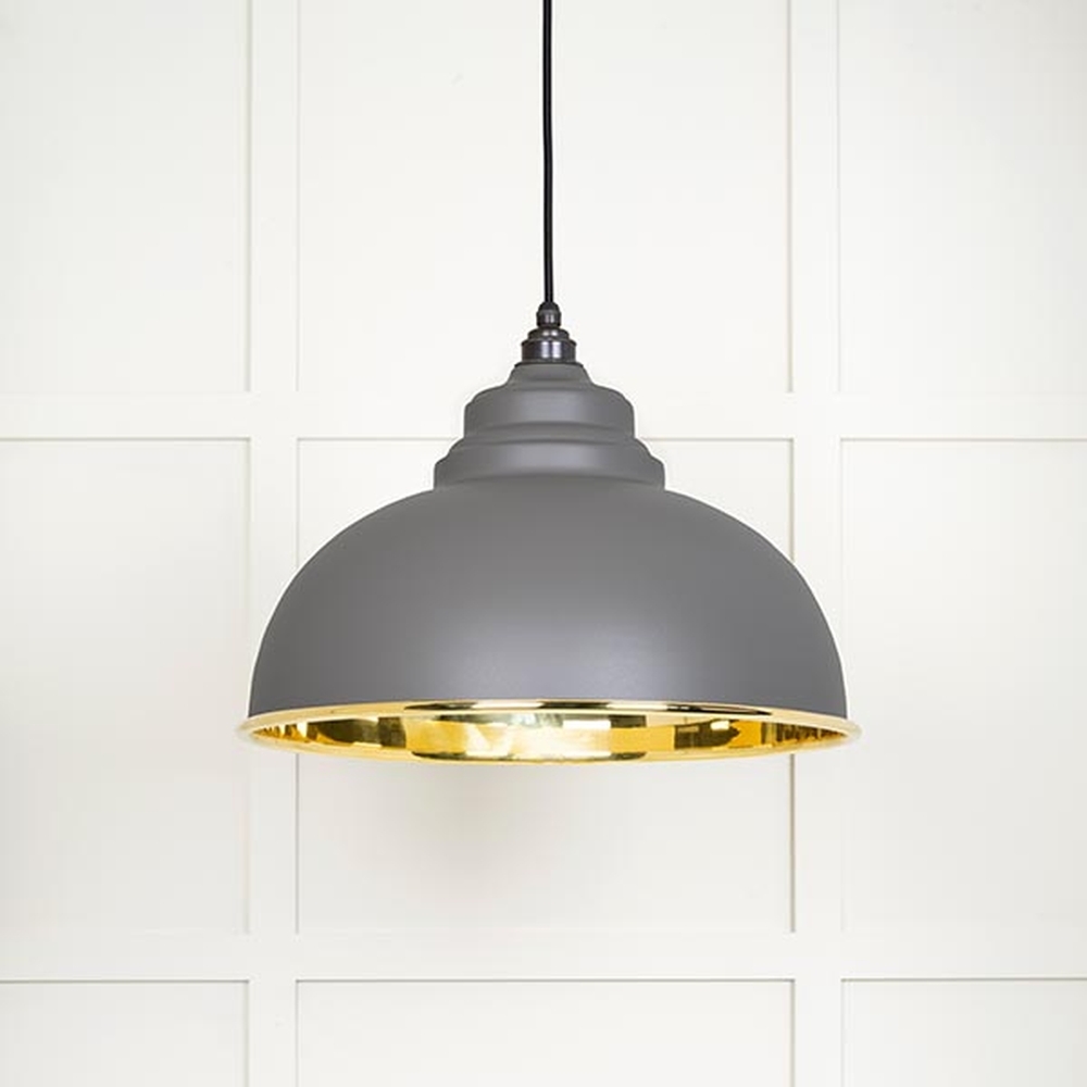 49522BL • 400mm • Smooth Brass & Bluff • From The Anvil Harborne Pendant