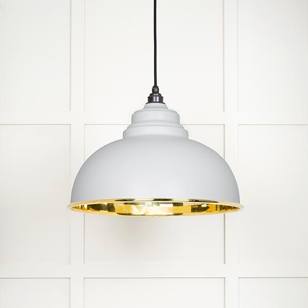 49522F • 400mm • Smooth Brass & Flock • From The Anvil Harborne Pendant