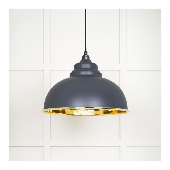 49522SL  400mm  Smooth Brass & Slate  From The Anvil Harborne Pendant