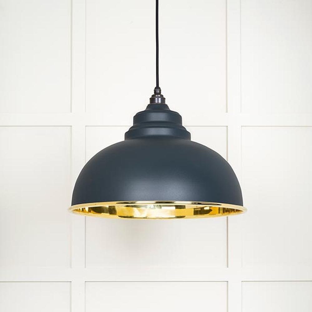 49522SO • 400mm • Smooth Brass & Soot • From The Anvil Harborne Pendant